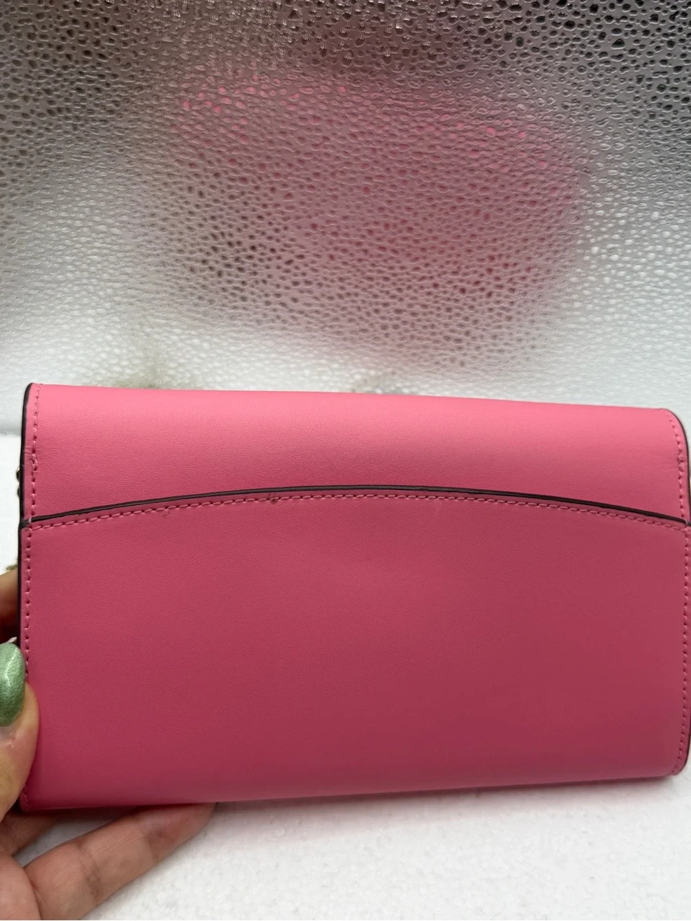 kate spade pink scalloped-edge leather crossbody with gold logo